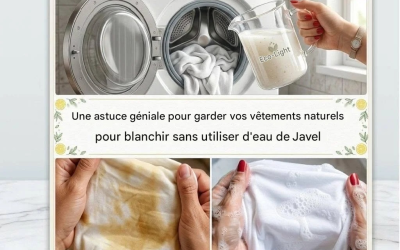 Astuce géniale pour blanchir naturellement ses vêtements sans javel. Voir le premier commentaire.