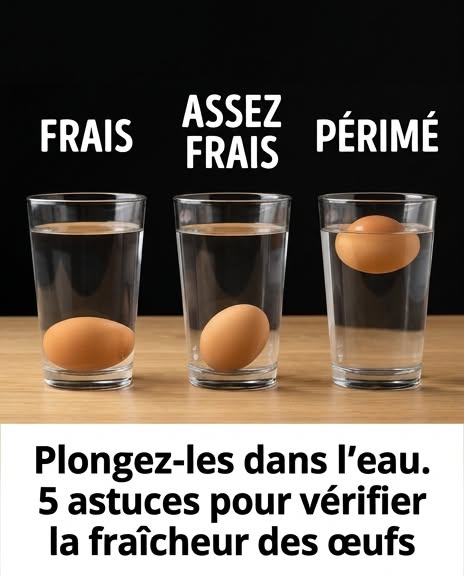 Mettez-les dans l'eau. 5 façons de vérifier la fraîcheur des œufs. 😱🥚  J'achète souvent des œufs frais à la ferme, mais je veux toujours vérifier leur fraîcheur.  J'ai essayé plusieurs méthodes et j'ai finalement trouvé des moyens simples de déterminer si les œufs sont frais ou avariés. 👇👇👇