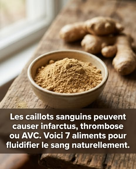 Les caillots sanguins peuvent provoquer un infarctus, une thrombose ou un AVC. Voici 7 aliments qui contribuent à fluidifier le sang. Plus de détails dans le premier commentaire.
