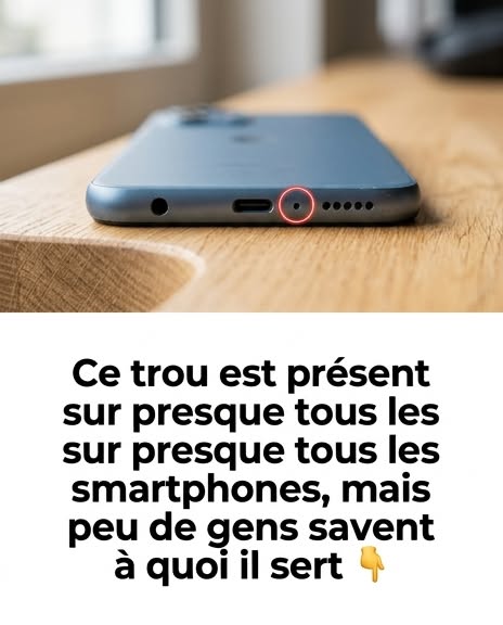 Ce trou est présent dans presque tous les smartphones, mais peu de gens savent à quoi il sert. 😱  Si vous regardez attentivement le bas de votre smartphone, juste à côté du port de charge, vous remarquerez probablement un petit trou.  On le confond souvent avec un élément de design ou l'emplacement de l'outil d'éjection de la carte SIM. Pourtant, sa fonction est tout autre. 👇👇👇
