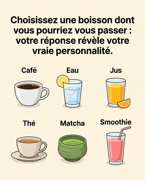 hoisissez une boisson dont vous pourriez vous passer : votre réponse révèle votre véritable personnalité 👇👇