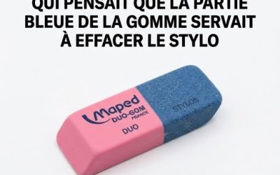 Je fais partie de ces personnes qui pensaient que la partie bleue de la gomme servait à effacer l’encre des stylos, mais non, voilà à quoi elle sert… voir plus