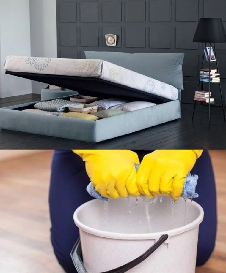 Astuce maison : Comment enlever la poussière sous les meubles – La technique du chiffon humide qui fonctionne !