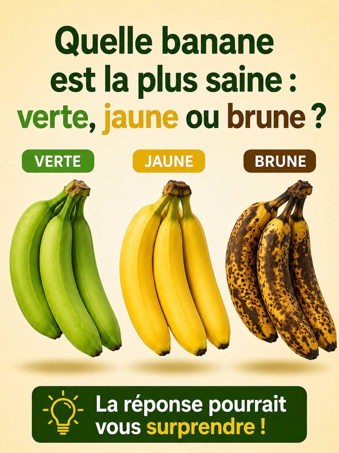 Verte, jaune ou marron… Quelle banane est réellement la plus saine ?  Découvrez la réponse en commentaire 👇